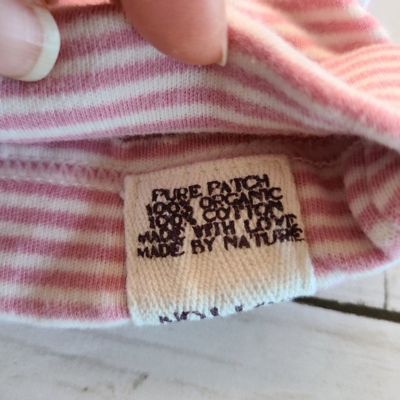 ♡ 5/$20 - Pure Patch Girl's Pink Stripped 100% Organic Cotton Beanie Hat - Picture 3 of 4